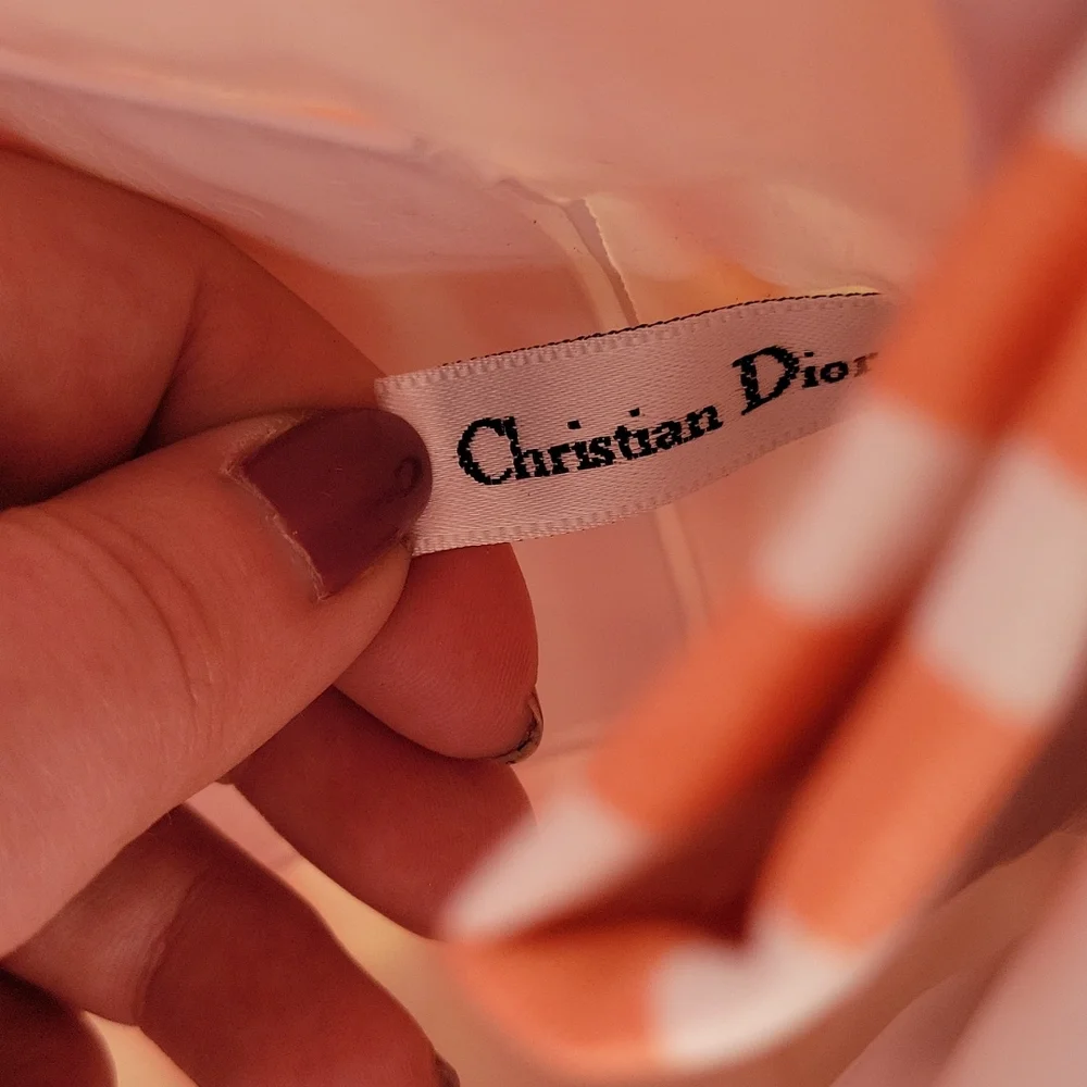 Christian Dior rare vintage  pink and peach striped cosmetic bags, 2 piece